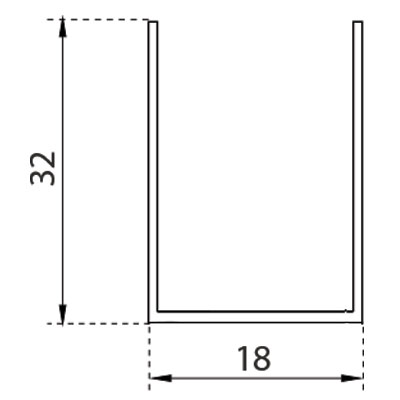 GU32 guida in ferro zincato (10/10) mm 32x18