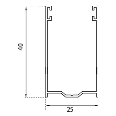 GU40 guida in alluminio con spazzolino mm 40x25 per telo da 14