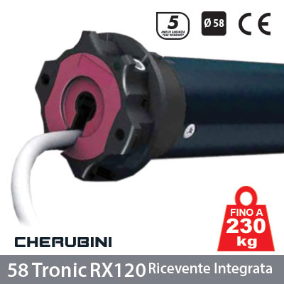 Motore per Taparella Avvolgibile Cherubini 58 Tronic RX 120 (ricevente integrata) - Fino a 230 Kg