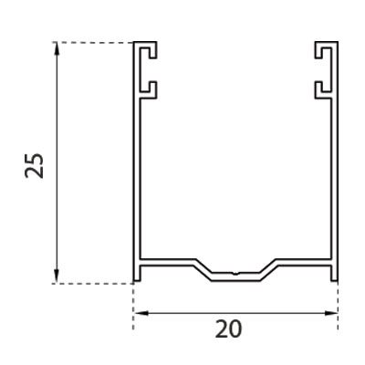 GU25 guida in alluminio con spazzolino mm 25x20 per telo da 8